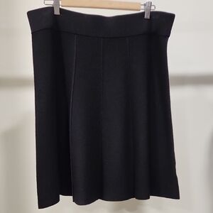 Ann Taylor Knitted Fabric Black A-Line Panel Skirt